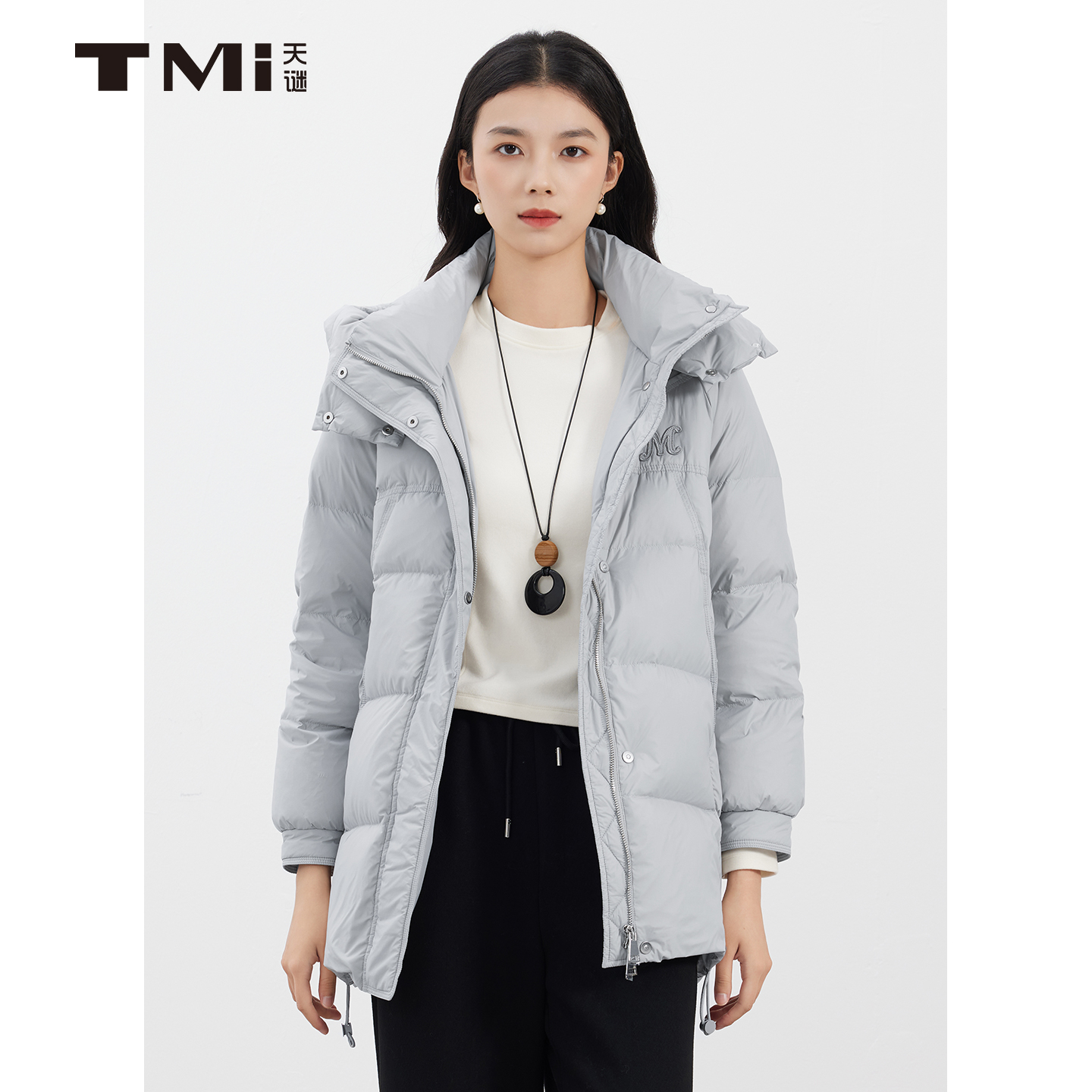 天谜刺绣通勤时尚保暖鸭绒羽绒服