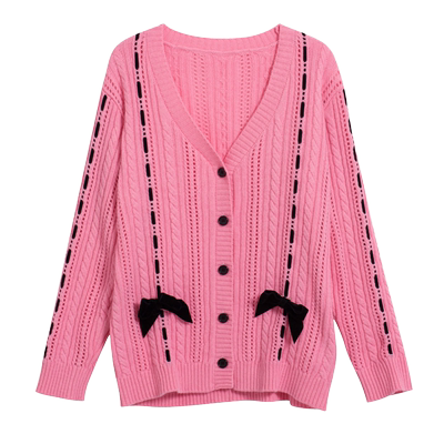 天谜开衫V领甜美复古针织衫