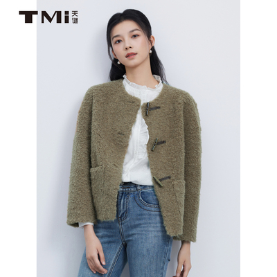 天谜圈圈毛羊羔毛外套大衣