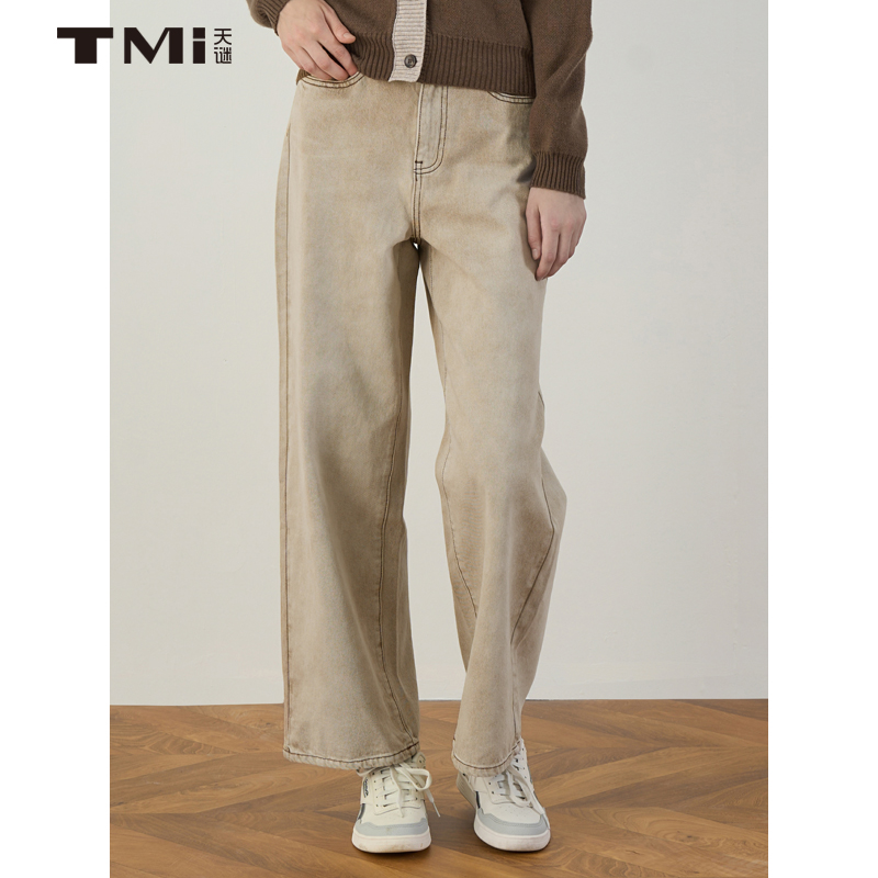 天谜时尚休闲直筒牛仔裤