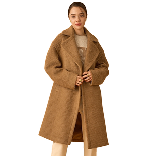 天谜外套粗花呢阔版中长颗粒绒韩版大衣2023冬季女装TMi234140