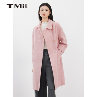 天谜韩版减龄大衣中长款绵羊毛淑女外套2025冬季女装TMi254049