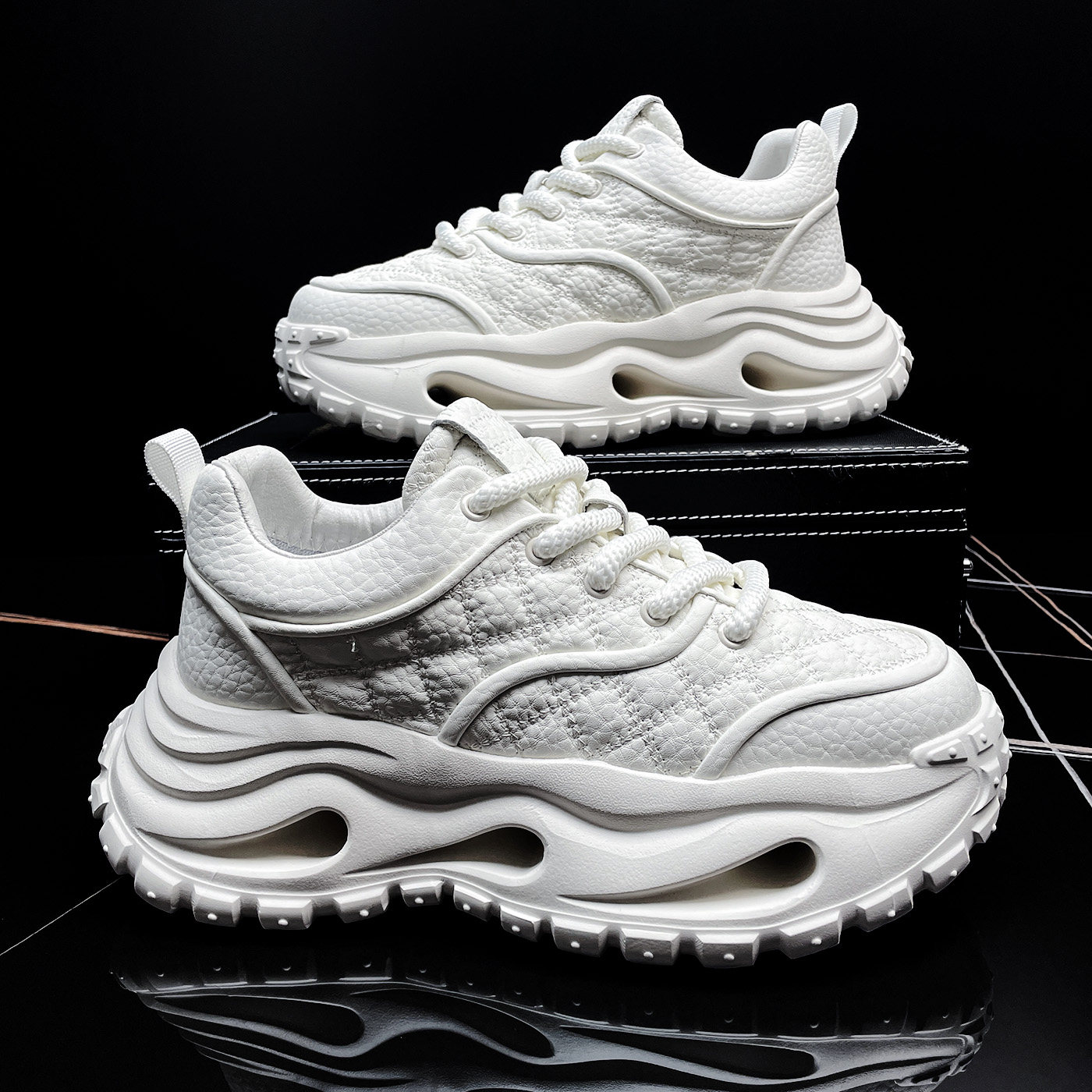 高级感痞帅男鞋2026春季新款老爹鞋隐形内增高厚底百搭休闲运动鞋