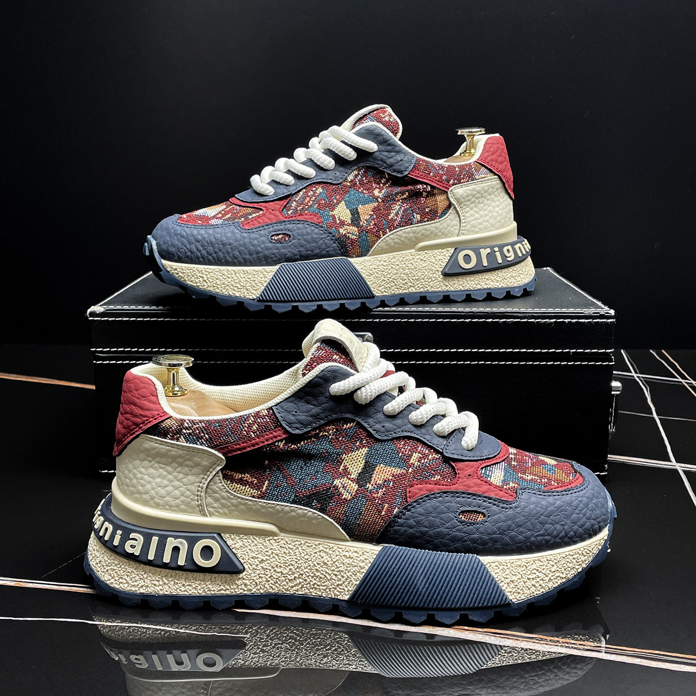 阿甘鞋2026春季新款拼色刺绣老爹鞋男款高级感软底舒适运动休闲鞋