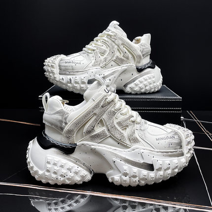 厚底老爹鞋男款2025秋季新款轮胎鞋复古做旧男鞋百搭运动休闲鞋子