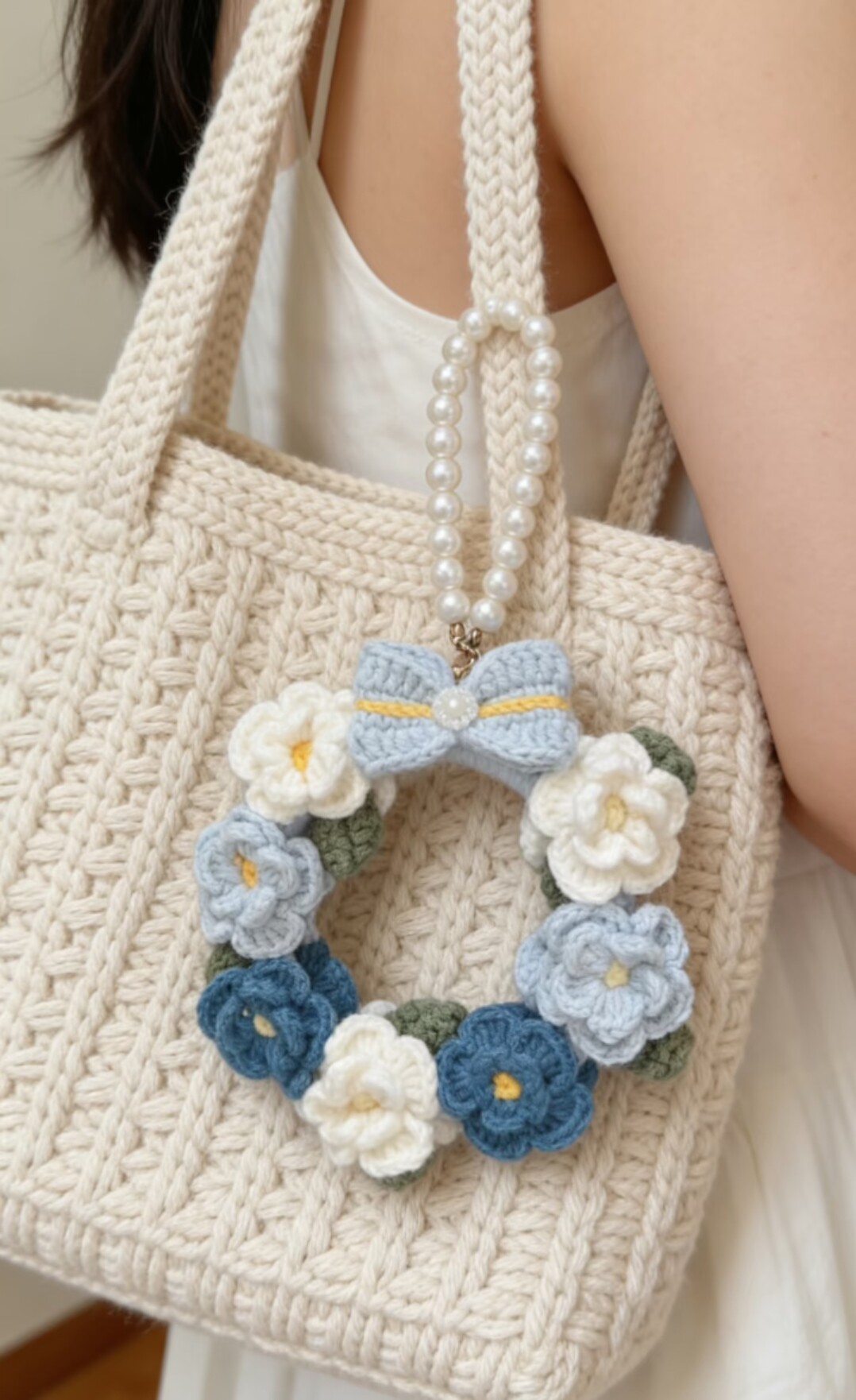 山茶花圆环毛线手工编织卡通可爱包挂件创意送闺蜜礼物diy材料包