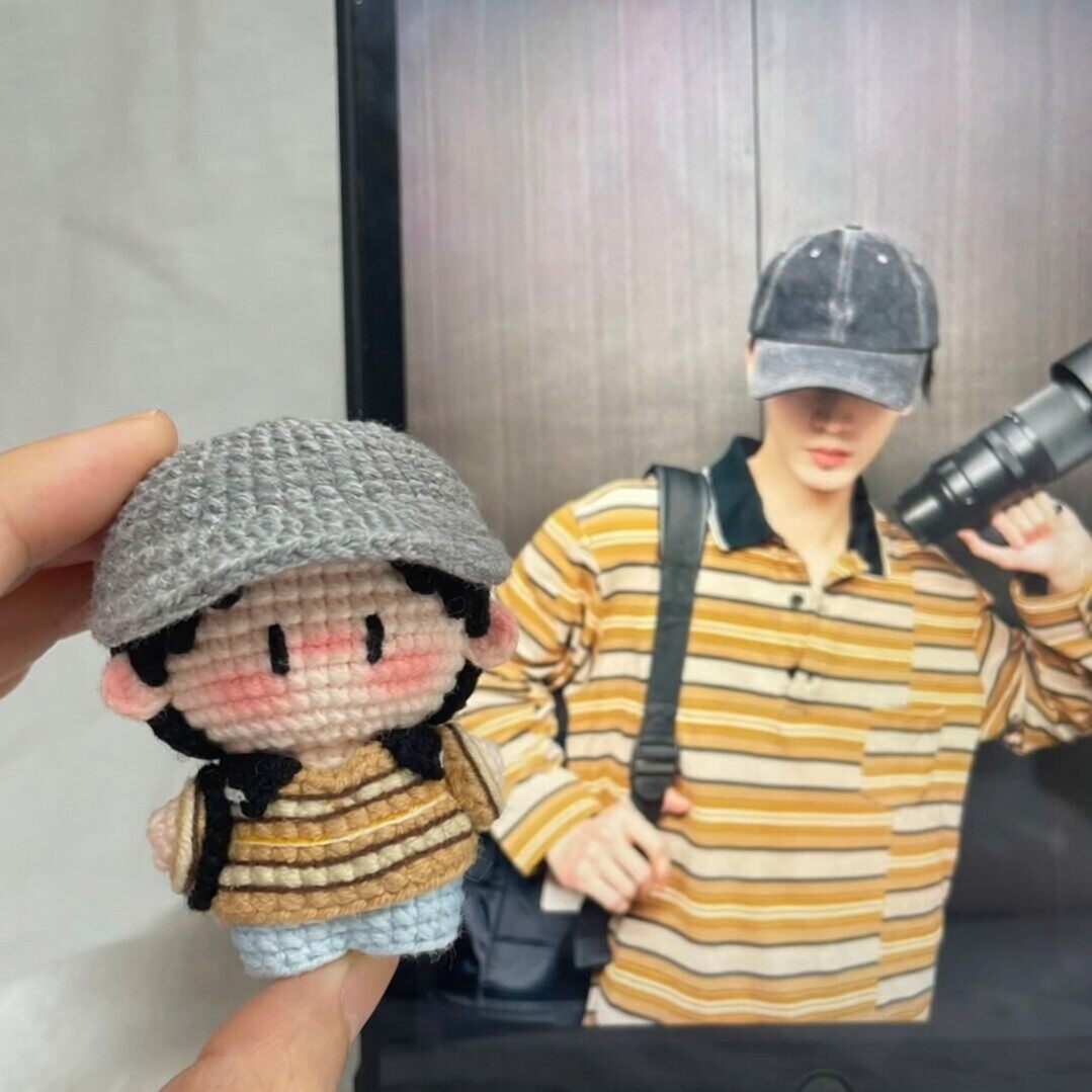 条形衬衫棒球帽张凌赫玩偶毛线手工可爱包挂件创意礼物diy材料包