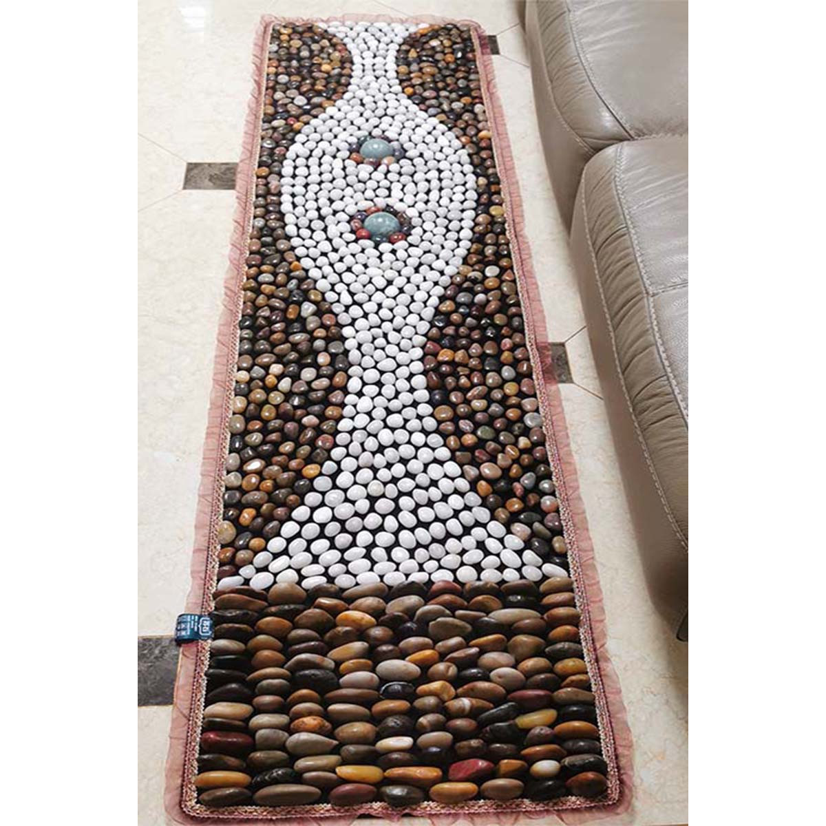 天然鹅卵石足底按摩脚垫指压板脚踩石头雨花石石子路足疗走毯保健