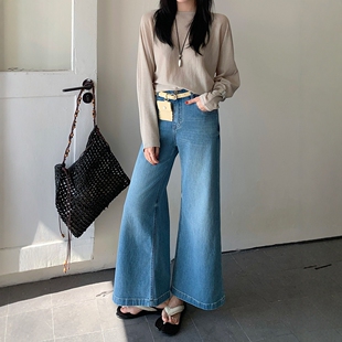 BEKISS贝斯7813直筒微喇牛仔裤女2026早春新款喇叭裤小个子阔腿裤