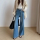 BEKISS贝斯7800直筒微喇牛仔裤 子 高腰拖地裤 女2026早春新款 喇叭裤