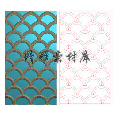 鱼鳞纹纹理精雕图 镂空屏风 灰度图 铝雕底纹雕刻图可拼接 jdp