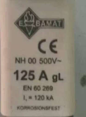 EBAMAT熔断器NH00 125A 500V gL 120KA