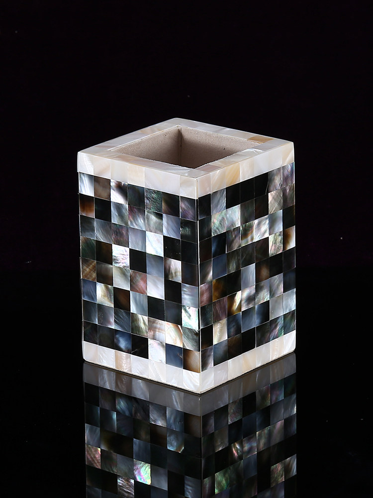 XUNMEI 중국 스타일 크리 에이 티브 블랙 쉘 광장 연구 사무실 문구 펜 홀더 사무용품 보관 상자 메이크업 브러쉬