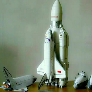 暴风雪号航天飞机和能源号运载火箭纸模型 科普手工现有暴风雪号