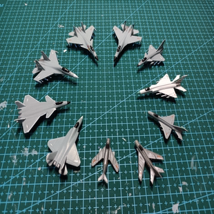 中国空军历代主力战机全套10件套 1:400打印上色成品 内容包括