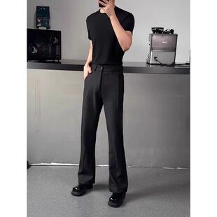 马吉拉黑色弯刀西裤男夏季高级感休闲直筒西装裤高腰显瘦提档卫裤