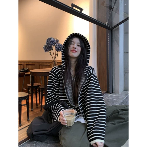 Демисезонный свитер с капюшоном, трикотажный кардиган, лонгслив, куртка