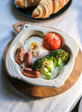 日本制Meister Hand憨萌动物一人食蛋锅烤盘早餐甜点盘可入烤箱