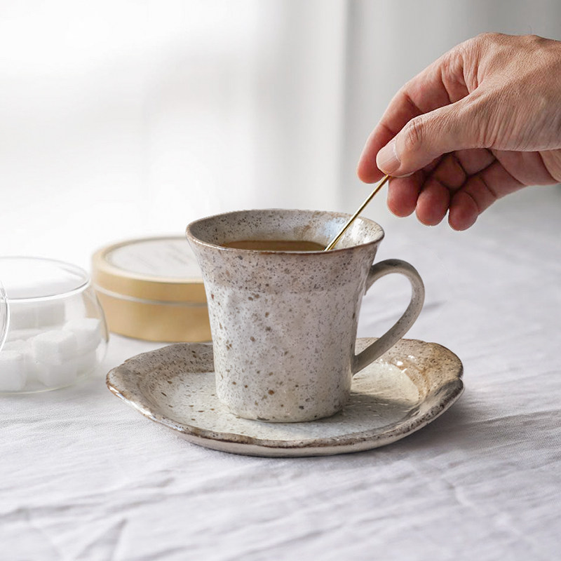 日本进口美浓复古粉引咖啡杯