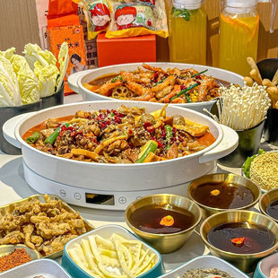 海底捞同款苗鱼虾鸡锅白色圆形电磁炉师兄半天烤鱼虾火锅妖炉盘子