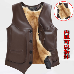 真皮马甲男春秋中老年头层牛皮马甲多兜背心坎肩爸爸装休闲记者服