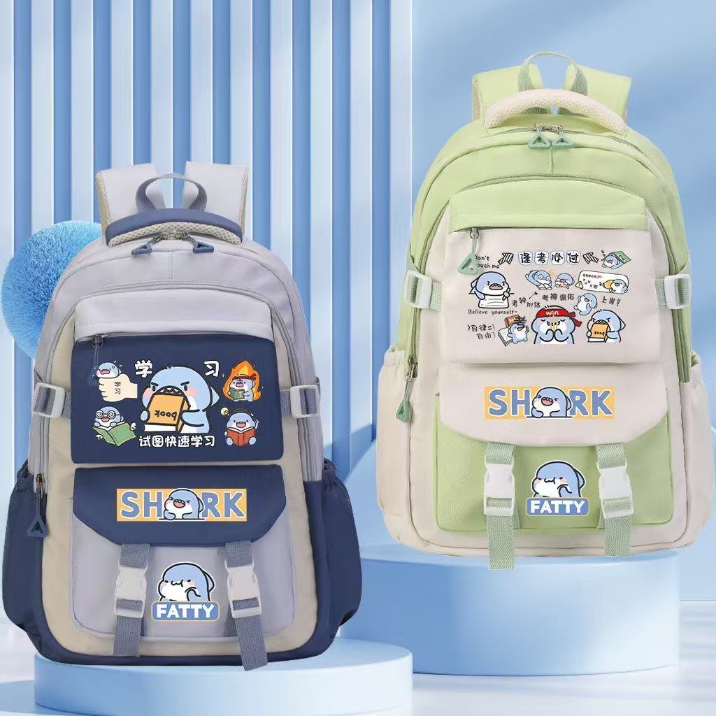 肥肥鲨鱼表情包动漫周边书包男女初高中小学生大容量卡通双肩背包