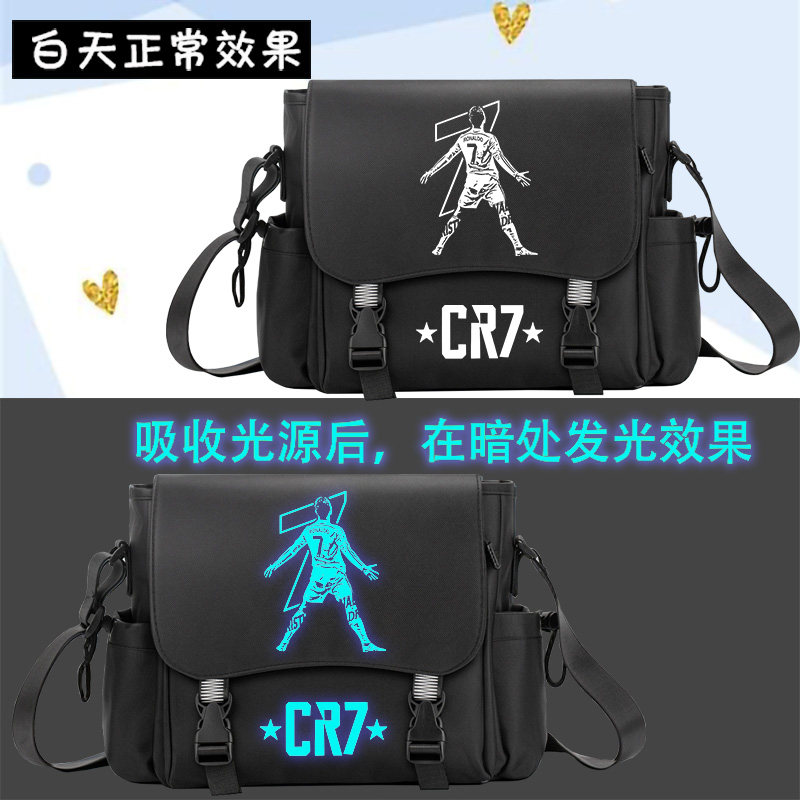 足球明星C罗梅西周边单肩补习包姆巴佩动漫男女初中小学生斜挎包