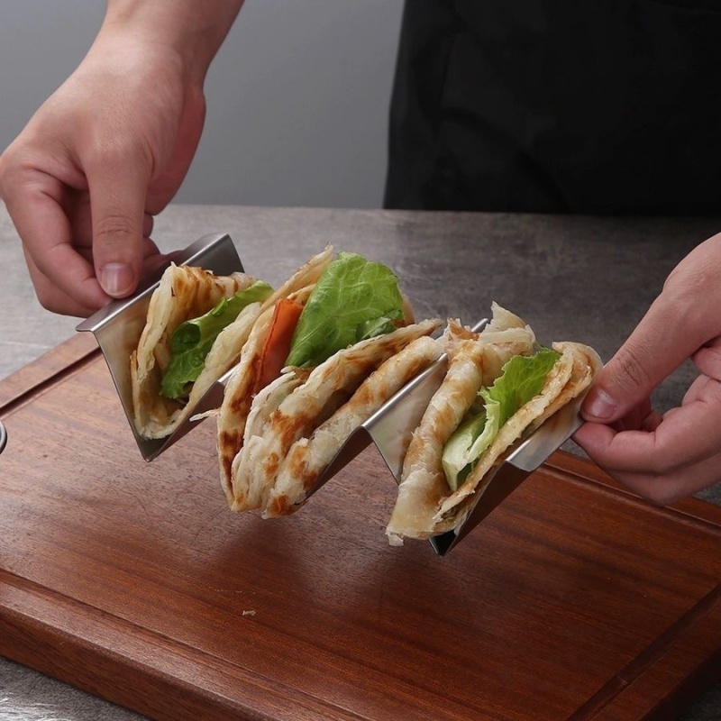 餐厅不锈钢薄饼架春卷架墨西哥煎饼架玉米卷架塔可架肉卷创意饼架