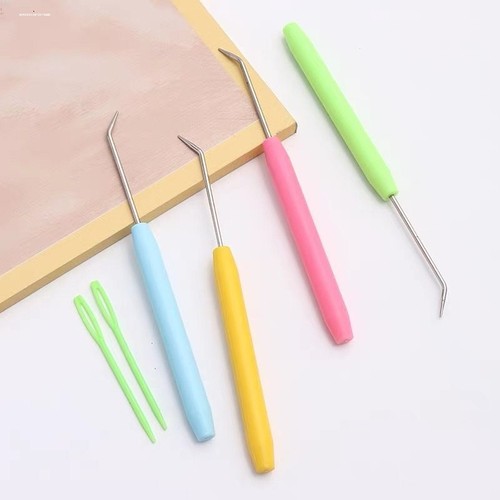 彩色弯头钩针挑针DIY手工编织工具编织器钩针毛衣毛线弯针塑料针