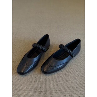 超软小羊皮~真皮复古风浅口法式单鞋女不累脚芭蕾鞋平底玛丽珍鞋