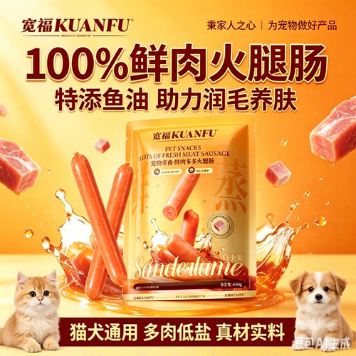 宽福猫犬通用鲜肉火腿肠拌粮450g