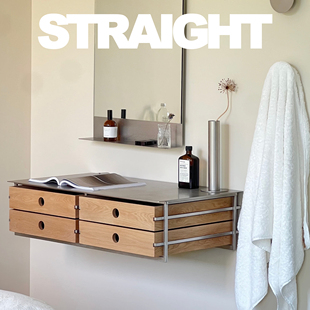 STRAIGHT原创【上墙款】进口白橡木化妆柜梳妆台书桌实木不锈钢