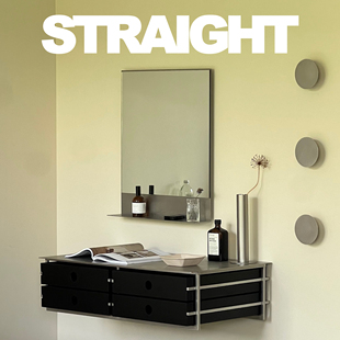 STRAIGHT原创【上墙款】黑色白橡木化妆柜梳妆台书桌实木不锈钢