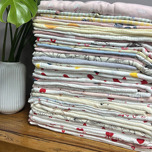 微瑕绉布纱布纯棉布头全棉面料睡衣睡裤服装DIY布料零头清仓处理