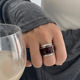 阿水同款 美拉德巧克力高级酒红色珐琅釉双开口双层戒指设计感指环