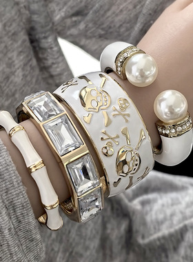 欧美嘻哈朋克风宽面手镯女高级设计感夸张手饰时尚ins气质手饰女