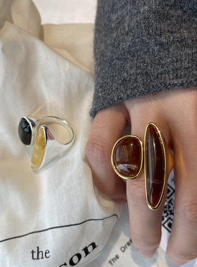 法式复古小众设计不规则开口戒指冷淡风高级感叠戴食指指环