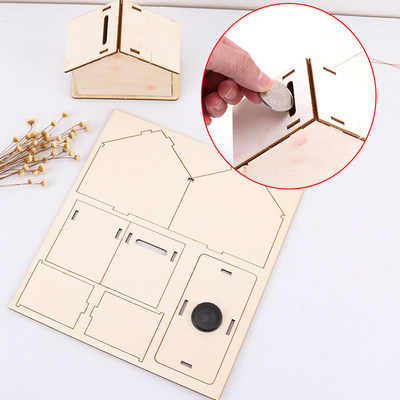 木质白胚房子存钱罐 儿童绘画diy手工制作幼儿园作业雪花泥上涂色,玩具/童车/益智/积木/模型,其他手工制作,淘宝优惠券,粉丝福利购,淘宝优惠卷