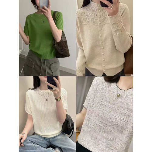 【编码100-149】夏季短袖上新圆领薄款套头上衣女