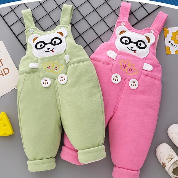 婴儿背带裤秋冬款加厚外穿连体衣服男童保暖裤子一岁宝宝棉裤冬季