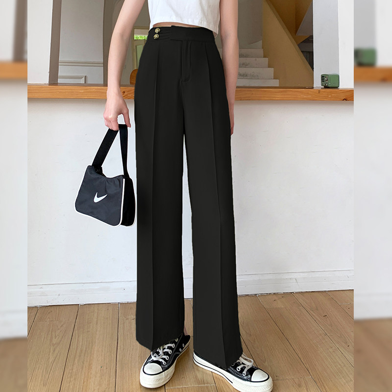 毛菇小象高腰直筒休闲裤2020新女夏学生宽松显瘦西装裤垂感阔腿裤