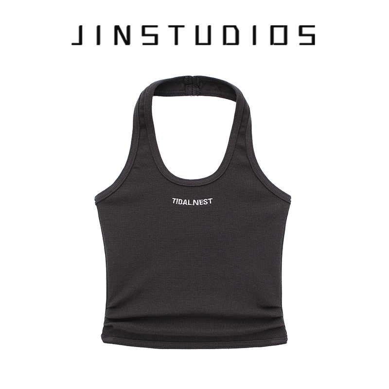 显瘦修身百搭露背辣妹挂脖背心