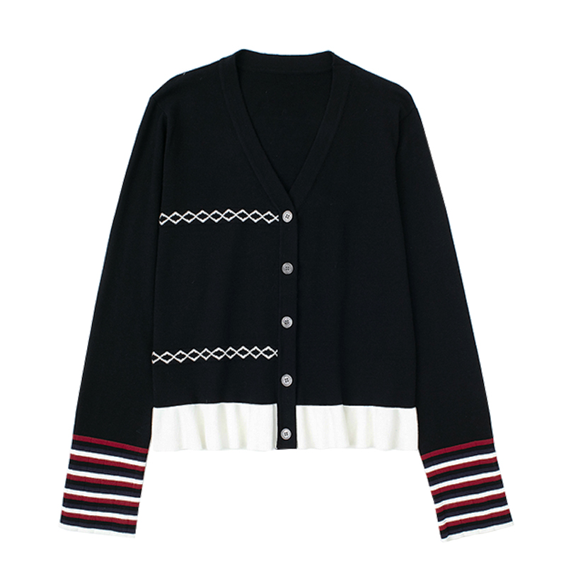 JIN福利款设计感不对称法式复古针织开衫百搭显瘦宽松毛衣短外套