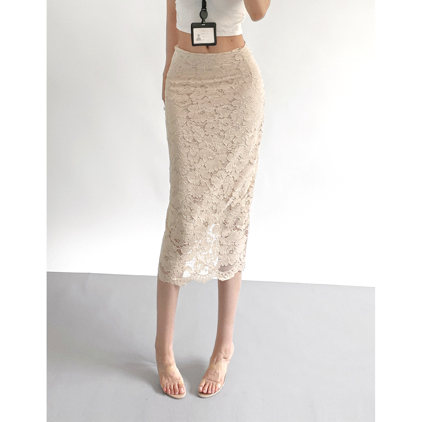 25早秋纯欲辣妹轻熟职场风高腰蕾丝半身裙修身显瘦开叉纯色包臀裙