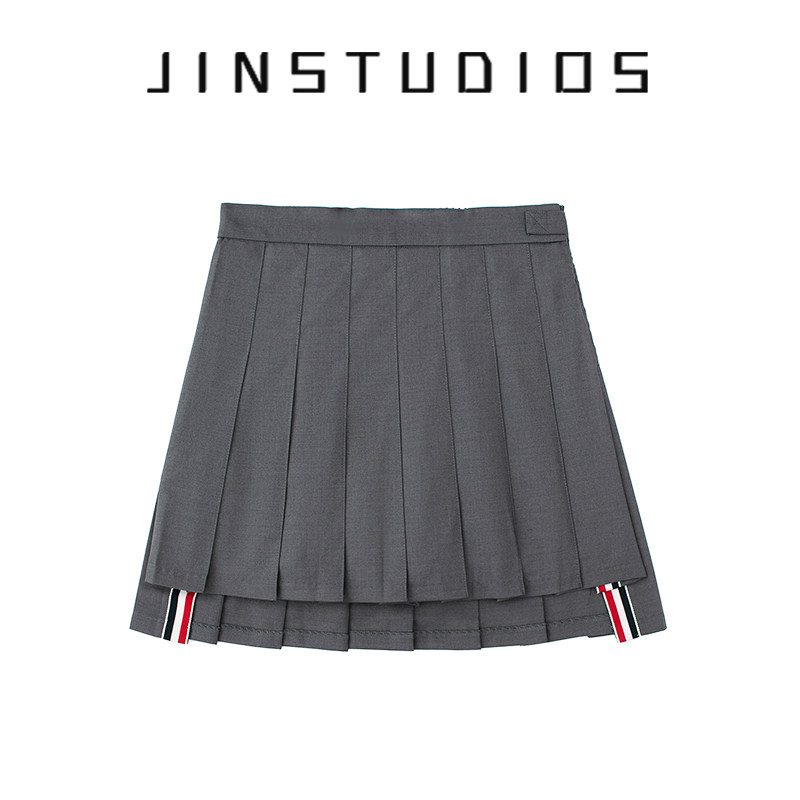 美式校园风显瘦修身百搭百褶短裙