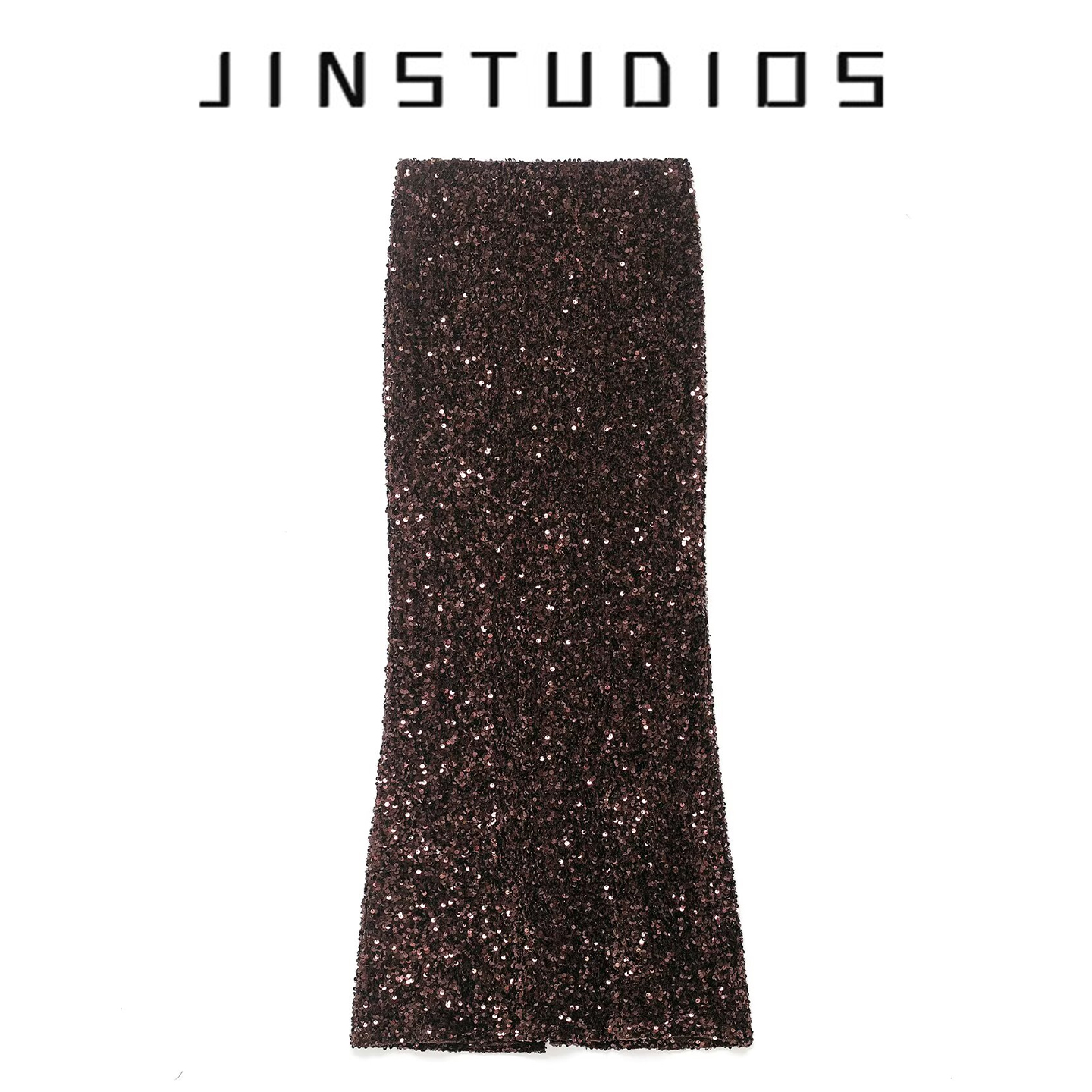 纯欲辣妹纯色bling亮片开叉修身半身裙显瘦百搭包臀高腰中长半裙