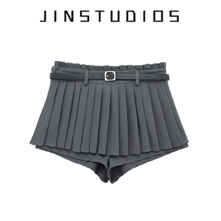 25春夏美式 校园风防走光腰带百褶短裙显瘦百搭减龄a字辣妹小裙子