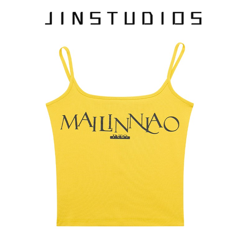 美式辣妹撞色修身超短吊带背心