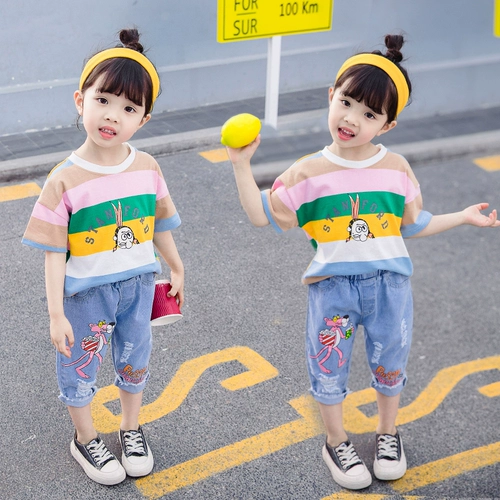 Детская летняя одежда, летний комплект, 2020, в западном стиле, в корейском стиле