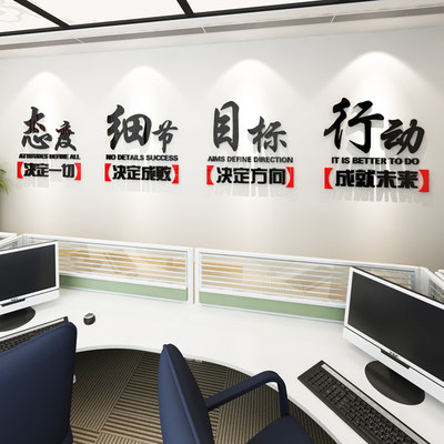 办公室亚克力3D立体墙贴企业文化墙团队公司励志态度标语细节成败